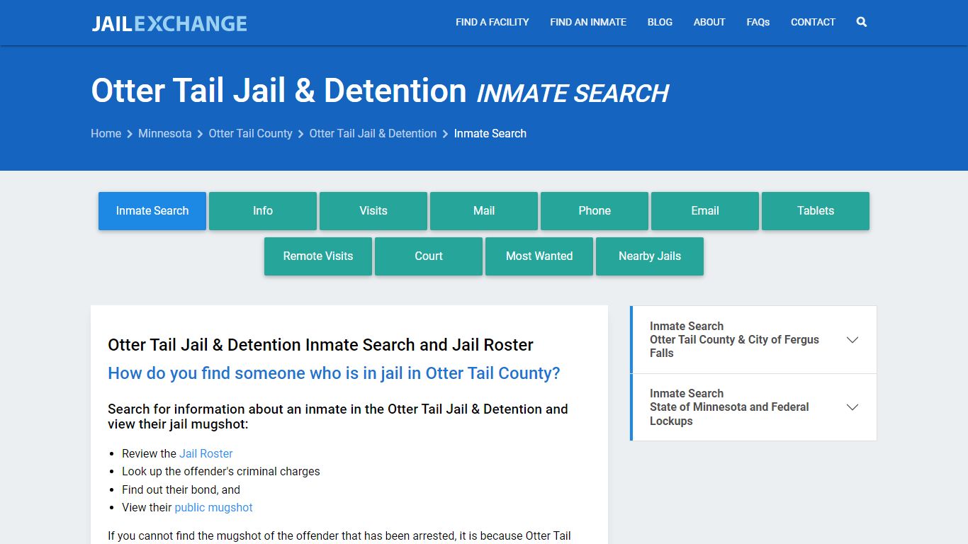 Inmate Search: Roster & Mugshots - Otter Tail Jail & Detention, MN